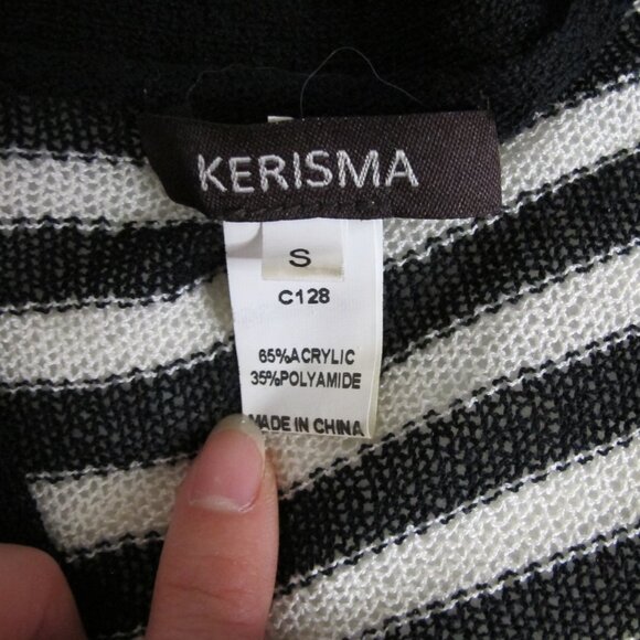 Kerisma | Lightweight Open Front Half Sleeve Striped Pocket Cardigan w/ Stretch - Picture 3 of 10